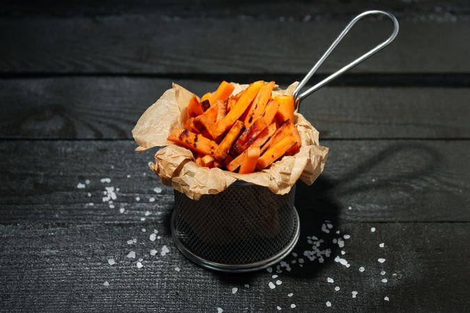 Concept of tasty food, fried sweet potato