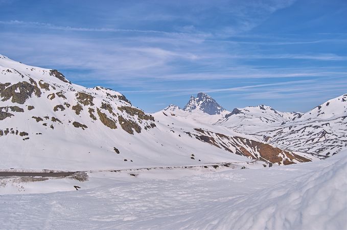 Wonderful view of high snow mountains