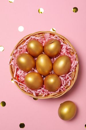 Pension rewards, returns and investment funding concepts, golden eggs