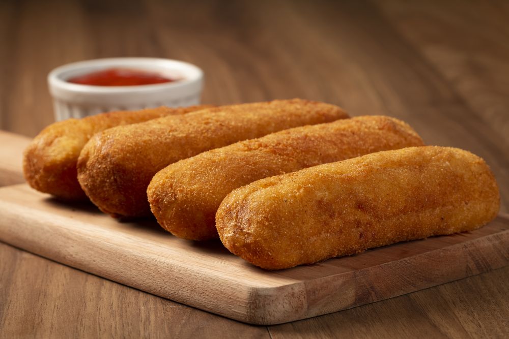 Fried risoles or Risol. Risoles stuffed with cheese and ham.