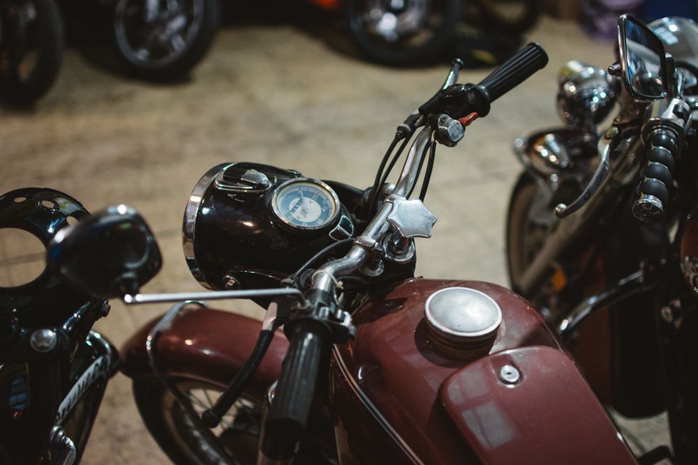 Retro motorcycles in garage