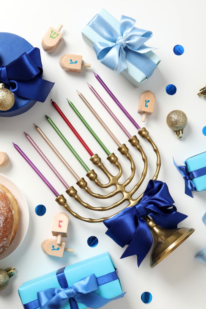 Concept of Jewish holiday, Hanukkah, top view
