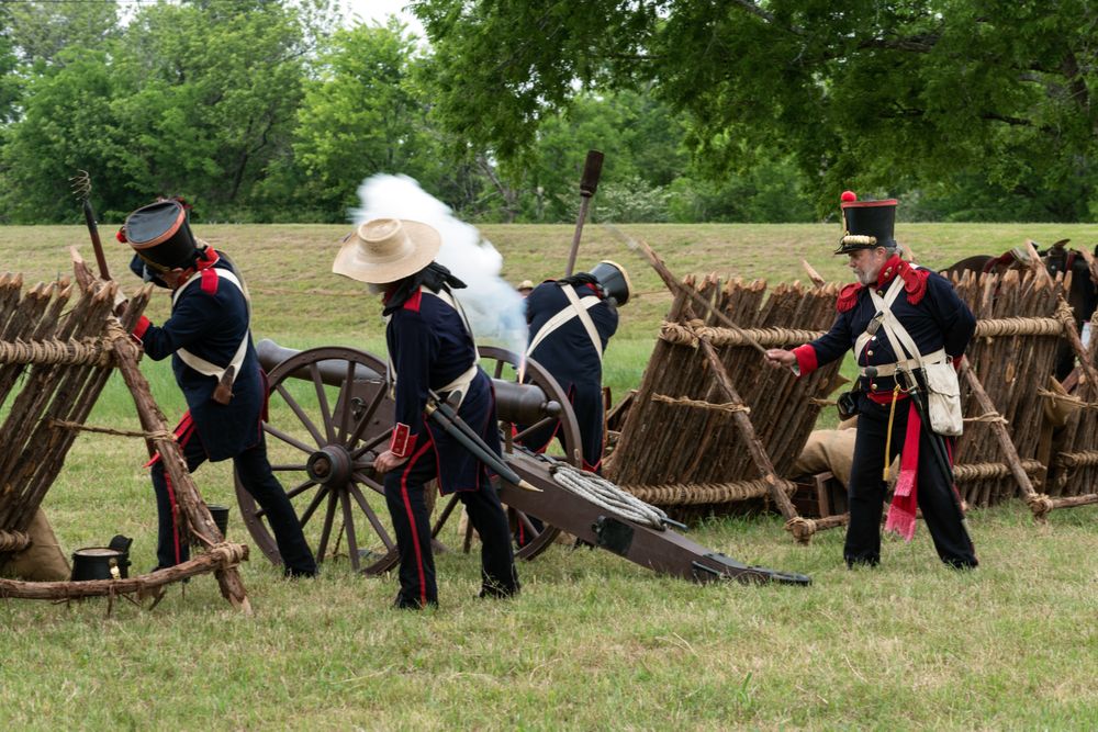The Mexican artillery goes into action at the annual Battle of San Jacinto Festival, Texas