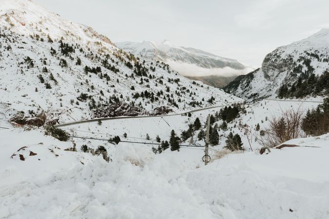 Wonderful view of hills in snow