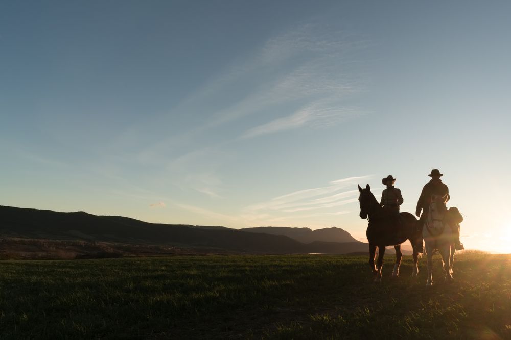 People riding horses