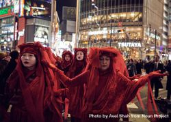 Japan - Tokyo, Shibuya Japan - November 29th, 2019: Red Rebel Brigade in Tokyo 48B9q0