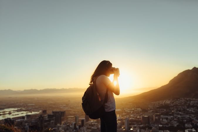 Hiker capturing the view