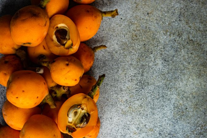 Ripe  loquat fruits on counter