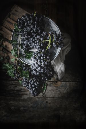 Bunch of grapes on plate