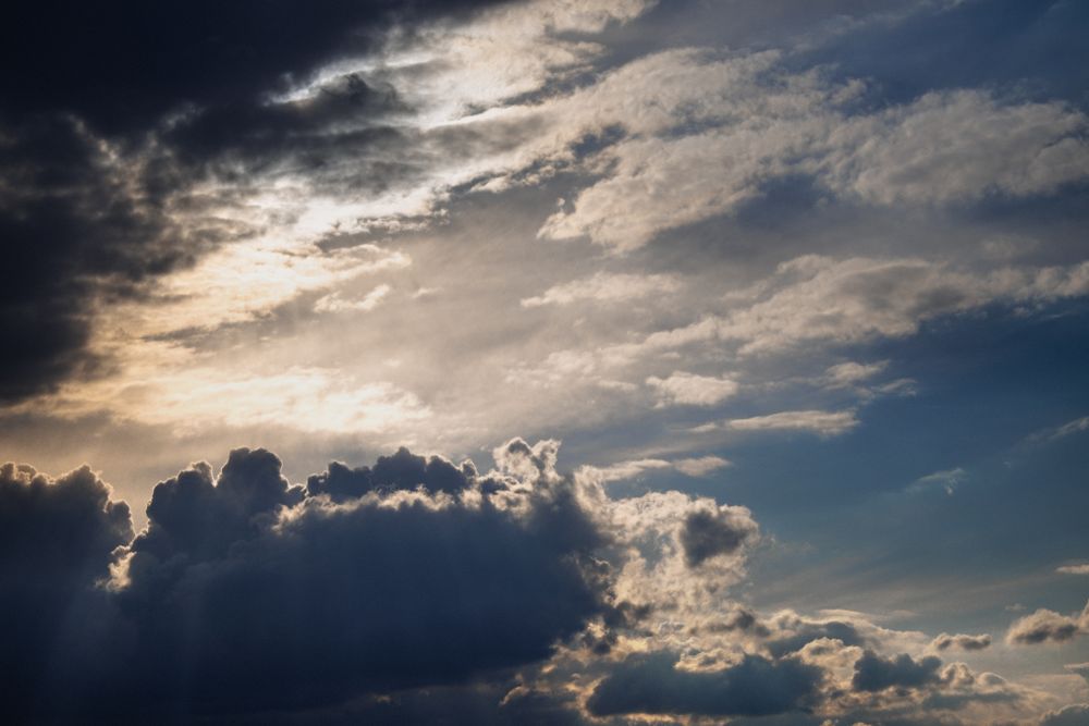 Clouds in an evening blue sky
