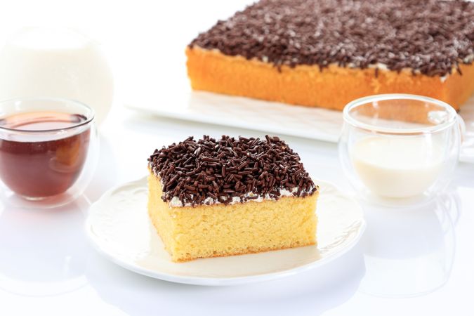 Sliced Sponge Cake with Chocolate Sprinkle