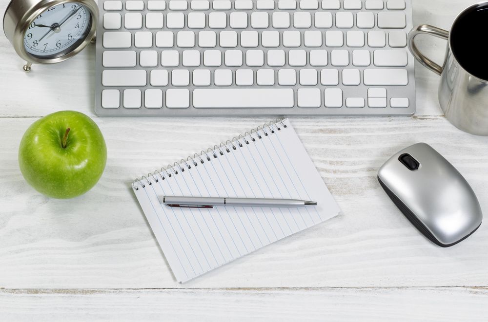 Office work supplies on clean desktop
