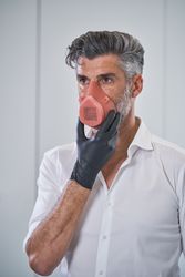 Adult man in protective mask