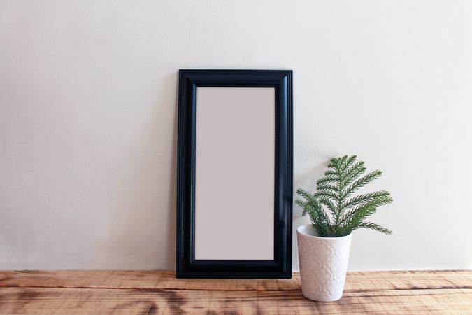 Rectangular long picture frame with grey interior mockup