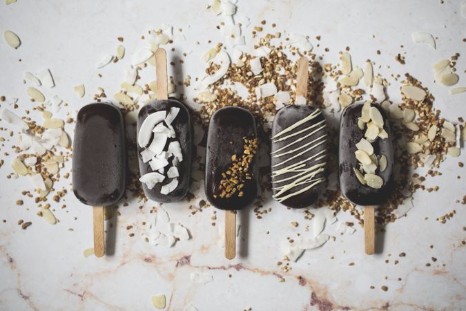 Assorted chocolate popsicles