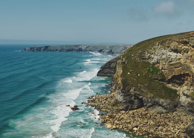 Cliffs on the Cornish seaside on a summer’s day
