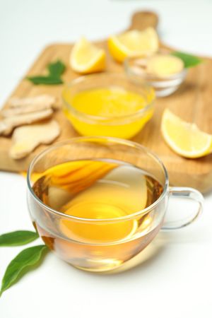 Cold treatment, healthcare concept - tea with ginger