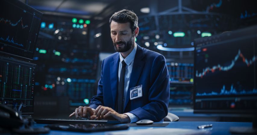 Professional Investor Communicating with Business Partners Online