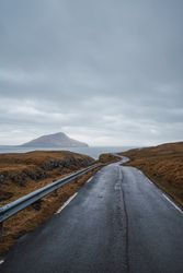 Winding road on hilly terrain