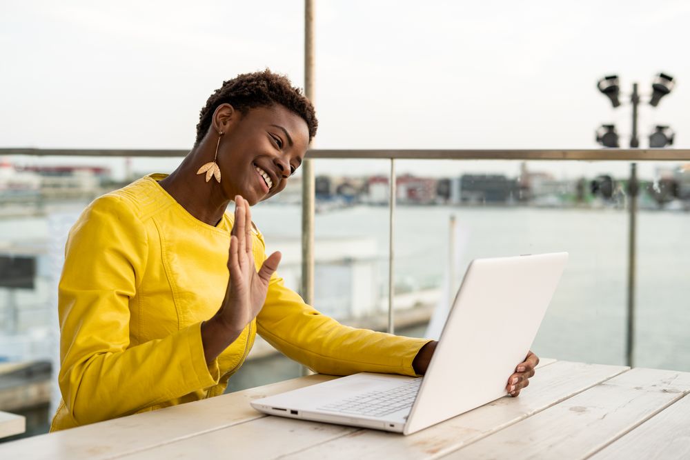 Female working on laptop at table