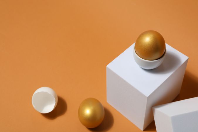 Concept of Richness, golden eggs, space for text
