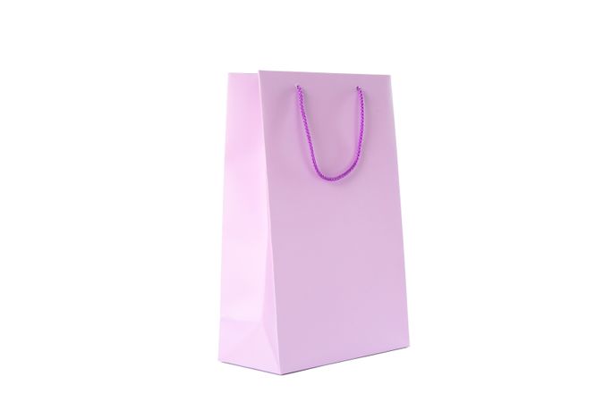 Purple paper bag isolated on blank background