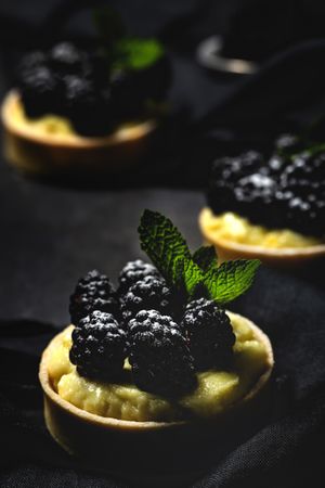 Homemade small cake with blackberries
