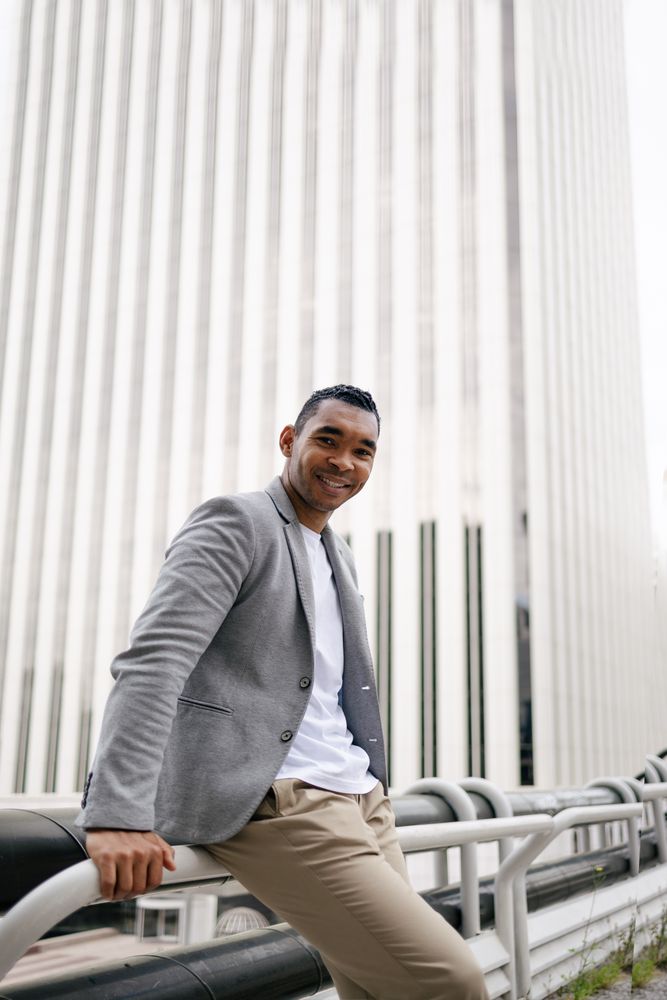 Portrait of Black man with business background