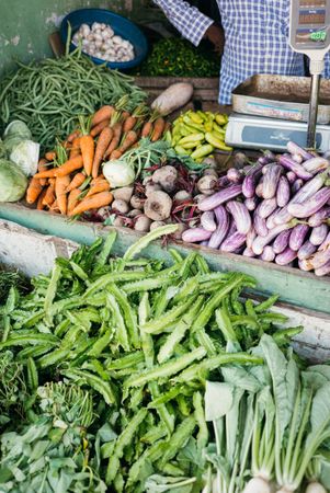 Fresh vegetables for sale displayed at Sri Lankan market