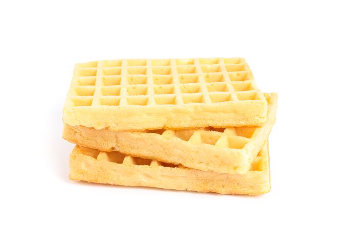 Sweet belgian waffles isolated on blank background
