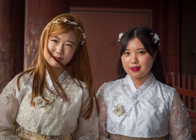 Seoul, South Korea - August, 08 2017: Asian women in traditional Korean clothing