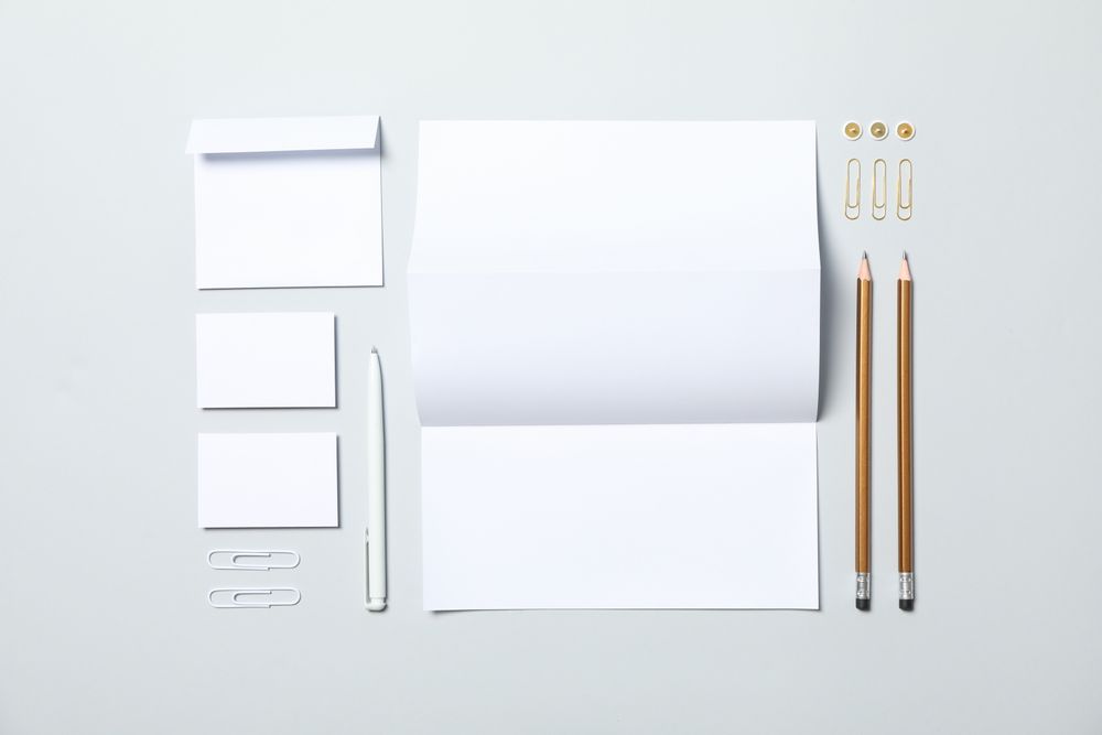 Mockup business brand template on light gray background, space for text