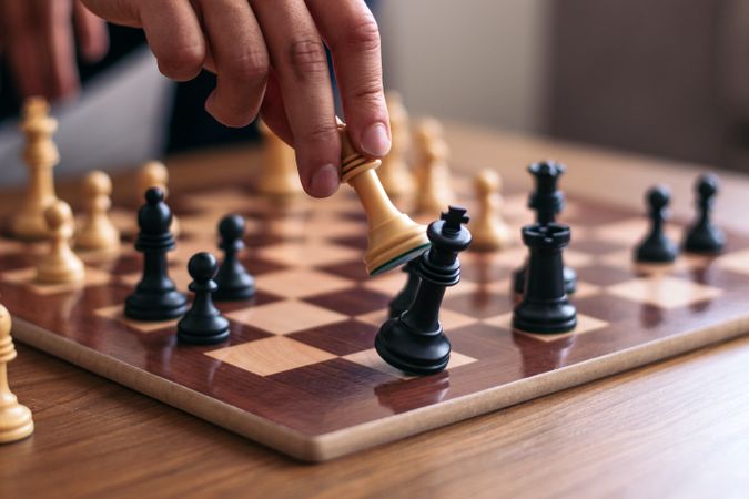 Chess game at home. Checkmate.