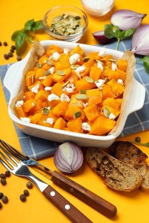 Fall season tasty food concept - baked pumpkin
