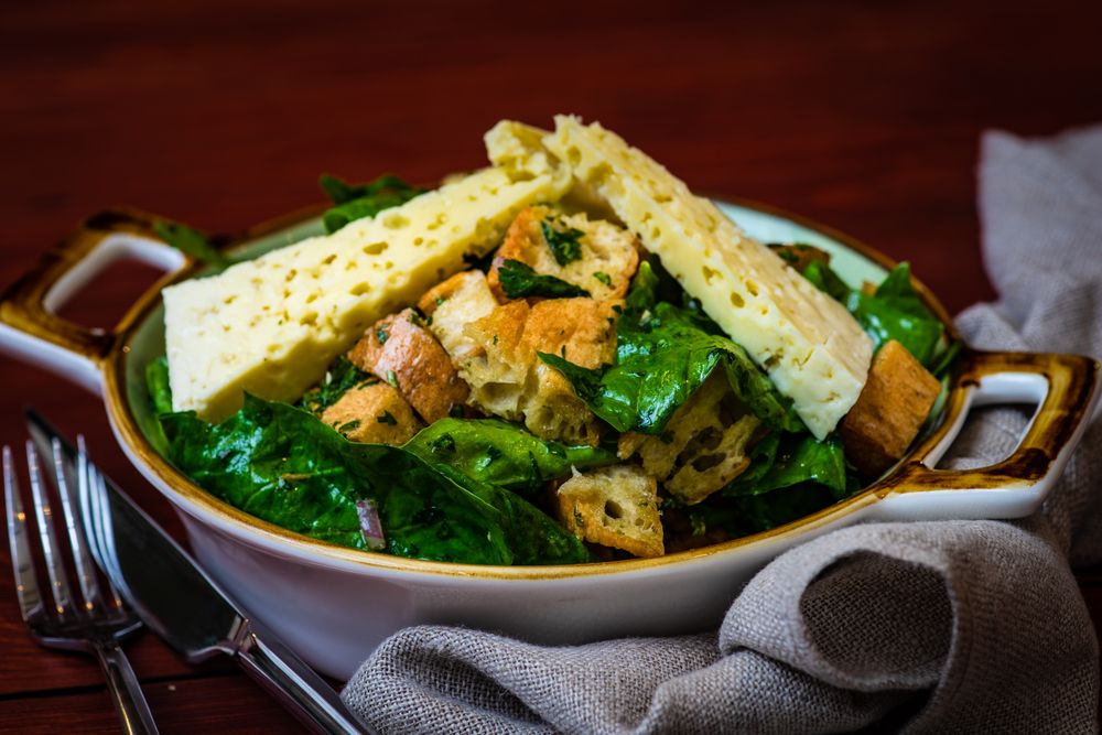 Chicken and salad with cheese wedges