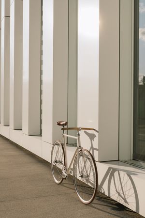 Bicycle parked outside modern building