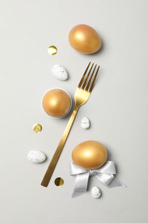 Concept of Richness, golden eggs, top view