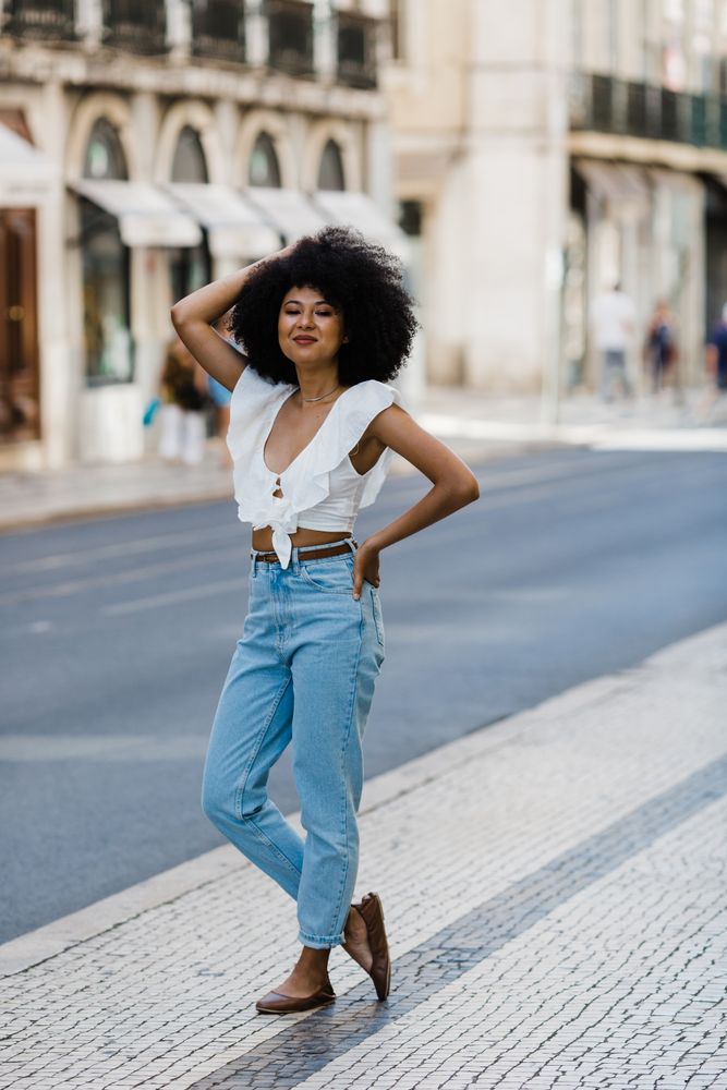 Black female on urban background