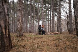 Affectionate couple enjoying a Valentine’s Day date in nature