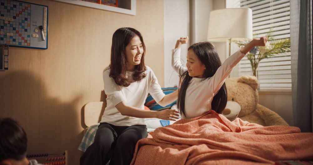 Asian Family Ready to Spend Sunny Day Together
