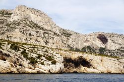 Beautiful limestone rocks on seashore