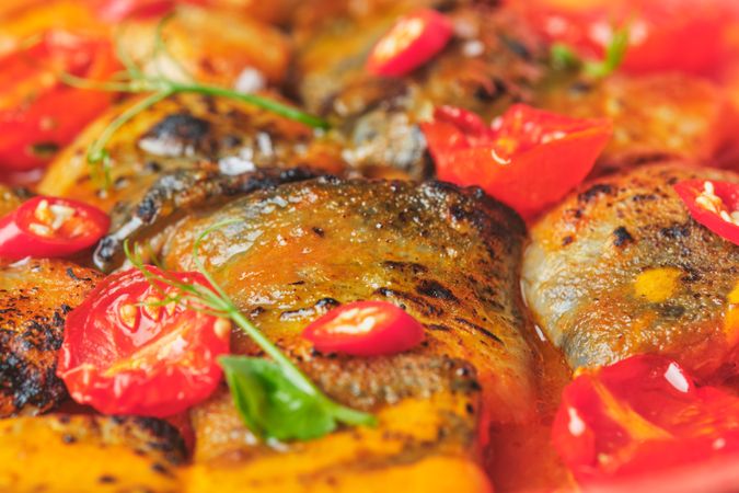 Eel in sauce with chili pepper