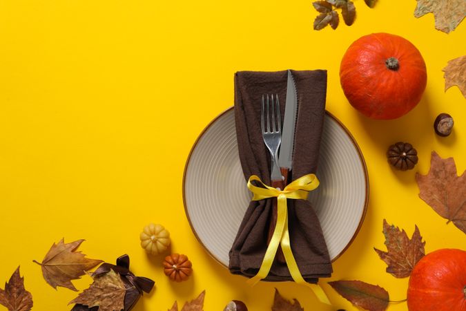 Fall season, autumn time, table setting for fall season