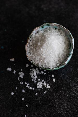 Close up of sea salt in bowl