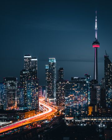 City skyline of Toronto, Canada by night