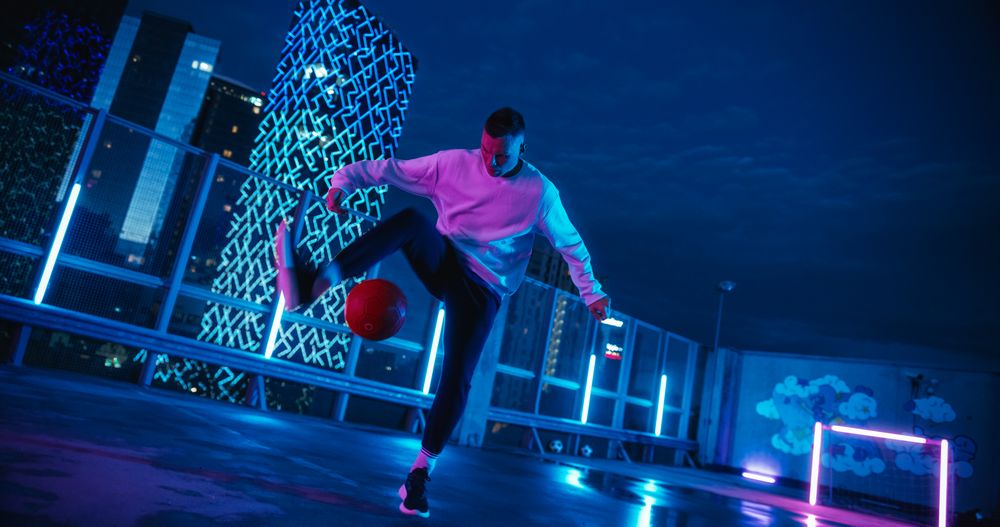 Young Soccer Athlete Performing Freestyle Tricks with a Ball.