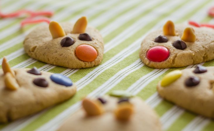 Cookies with mouse shaped and red licorice tail
