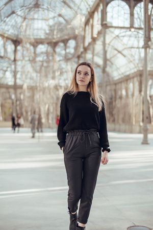 elegant woman walking in Crystal Palace