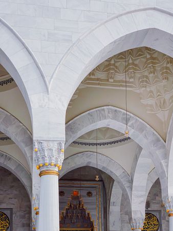Marble arches and pillars in a mosque