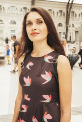 Woman standing at train station